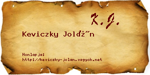 Keviczky Jolán névjegykártya